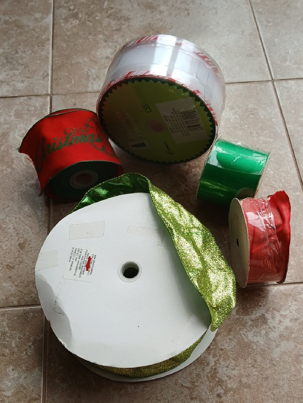 Festive Green and Red Holiday Ribbon Assortment